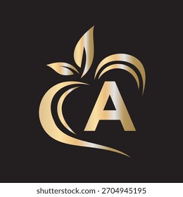 Eco Logo combine with letter A vector template
