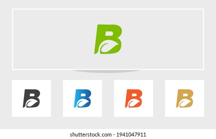 Eco logo design. Leaf logo design with B letter vector concept