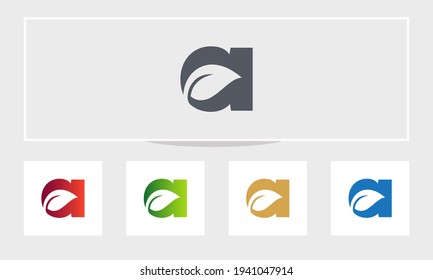 Eco logo design. Leaf logo design with A letter vector concept