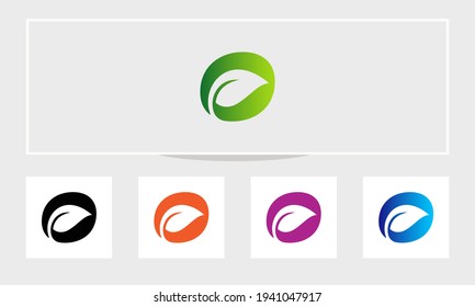 Eco logo design. Leaf logo design with O letter vector concept