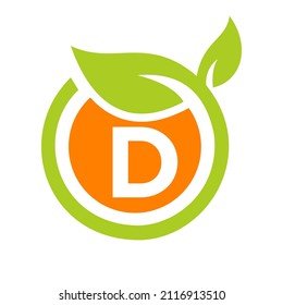 Eco Logo Design Letter D Vector. Eco Leaf Logo Icon Design Template On D Letter Concept