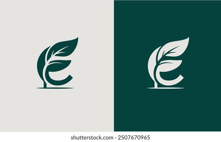 Eco Logo Design. Letter E Leaf Logo, Natural Premium Icon Design.