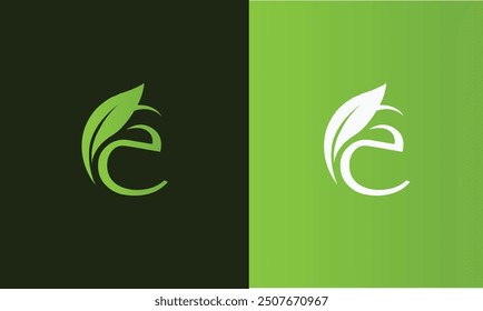 Eco Logo Design. Letter E Leaf Logo, Natural Premium Icon Design.