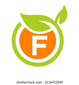 Eco Logo Design Letter F Vector. Eco Leaf Logo Icon Design Template On F Letter Concept