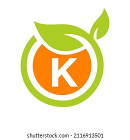 Eco Logo Design Letter K Vector. Eco Leaf Logo Icon Design Template On K Letter Concept