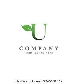 Diseño del logotipo ecológico. Letra U Vector.