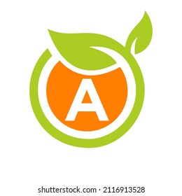 Eco Logo Design Letter A Vector. Eco Leaf Logo Icon Design Template On A Letter Concept