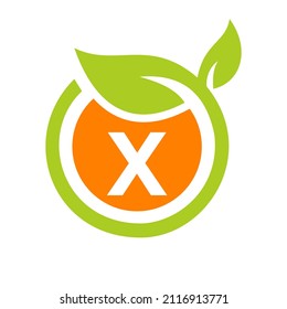 Eco Logo Design Letter X Vector. Eco Leaf Logo Icon Design Template On X Letter Concept