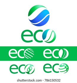 Eco Logo Design. Set of Colorful Vector Logotype for Ecology, Pharmacy, Medicine activity.