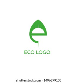 eco logo design template, leaf logo design, green logo design concept, e logo design for company name, eco icon