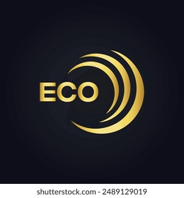 ECO logo. E C O design. White ECO letter. ECO, E C O letter logo design. E C O letter logo design in GOLD, 