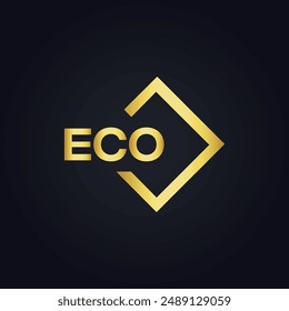 ECO logo. E C O design. White ECO letter. ECO, E C O letter logo design. E C O letter logo design in GOLD, 