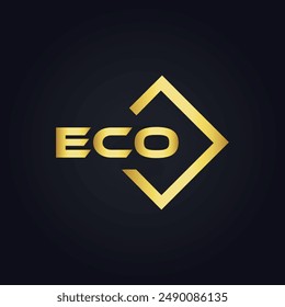 ECO logo. E C O design. White ECO letter. ECO, E C O letter logo design. E C O letter logo design in GOLD, 