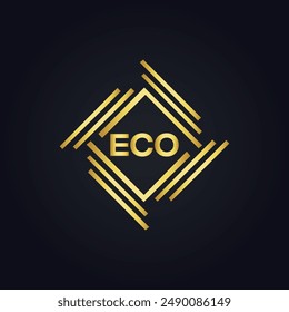 ECO logo. E C O design. White ECO letter. ECO, E C O letter logo design. E C O letter logo design in GOLD, 