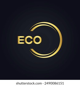 ECO logo. E C O design. White ECO letter. ECO, E C O letter logo design. E C O letter logo design in GOLD, 