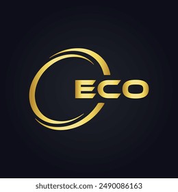 ECO logo. E C O design. White ECO letter. ECO, E C O letter logo design. E C O letter logo design in GOLD, 