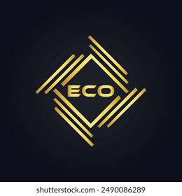 ECO logo. E C O design. White ECO letter. ECO, E C O letter logo design. E C O letter logo design in GOLD, 