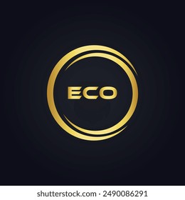 ECO logo. E C O design. White ECO letter. ECO, E C O letter logo design. E C O letter logo design in GOLD, 