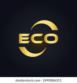 ECO logo. E C O design. White ECO letter. ECO, E C O letter logo design. E C O letter logo design in GOLD, 