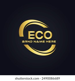 ECO logo. E C O design. White ECO letter. ECO, E C O letter logo design. E C O letter logo design in GOLD, 