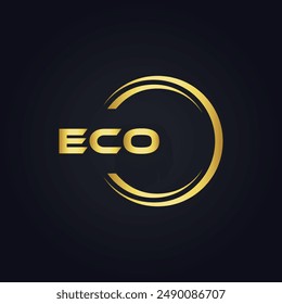 ECO logo. E C O design. White ECO letter. ECO, E C O letter logo design. E C O letter logo design in GOLD, 