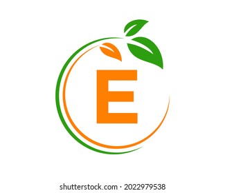 Eco Logo with E letter concept. E letter Eco healthy natural logo