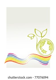 Eco Logo / Environmental Theme (Earth, rainbow and a little plant)