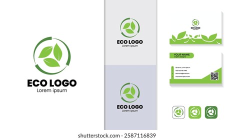 Eco logo, eco friendly, leaf, green logo, organic logo including business card