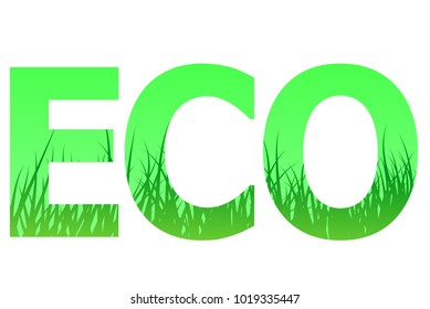 eco logo with grass vector illustration 