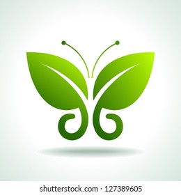 Eco logo  green butterflies