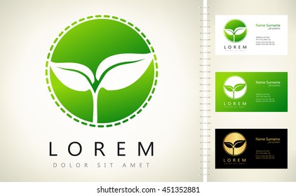 Eco logo green leaf vector illustration