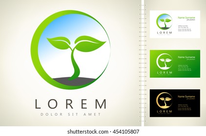 Eco logo green leaf vector illustration