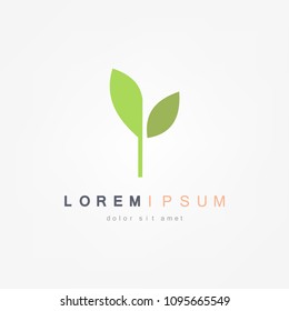 Eco logo, leaf icon. Design template elements