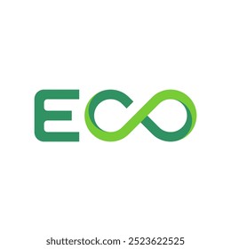 O logotipo ecológico com a letra CO tem a forma infinita para significar a terra sustentável ecologicamente correta na cor verde 