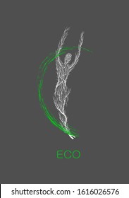 eco logo modern creative design, man like tree on the ecology background, concept of  green logo, vector
