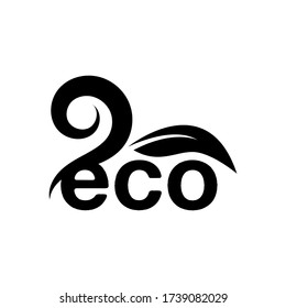 Eco Logo monochrome Flat Design Template Vector.