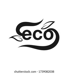 Eco Logo monochrome Flat Design Template Vector.