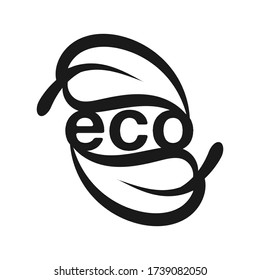Vector de plantilla de diseño plano monocromo con logotipo ecológico.