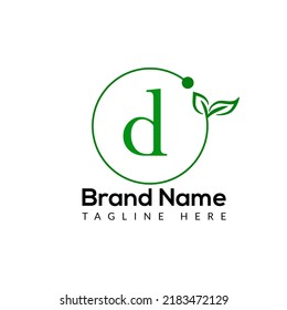 Eco Logo On Letter D Template. Eco On D Letter, Initial Eco, Leaf, Nature Sign Concept