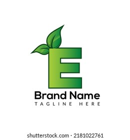 Logotipo Eco En La Plantilla Carta E. Letra Eco En E, Eco Inicial, Hoja, Concepto De Signo De Naturaleza