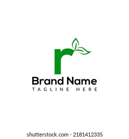 Eco Logo On Letter R Template. Eco On R Letter, Initial Eco, Leaf, Nature Sign Concept