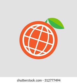 Eco logo orange planet basketball ball