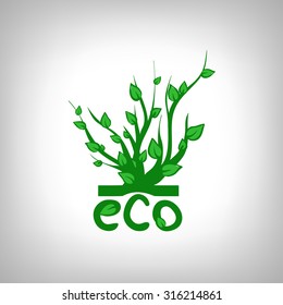 Eco logo with sprouts and leaves. Concept natural ecological icon.