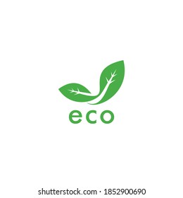 eco logo with two green leaves