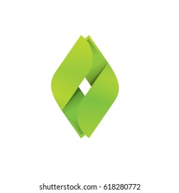 Eco logo vector abstract symbol, green geometric ecology logotype concept, curve creative trendy bio organic identity isolated on white