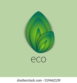 Eco logo. Vector green leaf. Icon natural, organic product. Eco icon, eco leaf. Logo nature. Environmental protection.