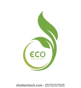 eco logo vector icon illustration design. eco green leaf logo vector icon illustration design.