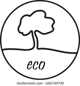 Eco logo. Vector illustration. Line art.