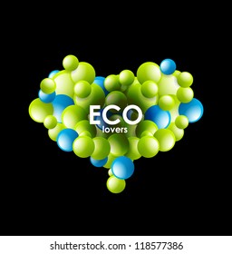 Eco love heart made of bubbles. Vector environmental concept