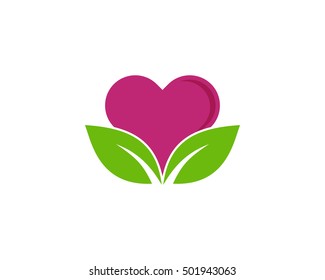 Eco Love Leaf Logo Design Template
